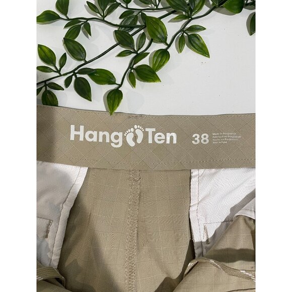 Hang Ten Mens Beige Plaid Shorts With Pocket Detail Size 38 - Picture 7 of 14